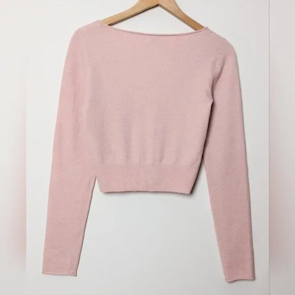 WILFRED Santorini Cardigan Sweater Cashmere Wool Dawn Pink M Medium Aritzia - Picture 10 of 16